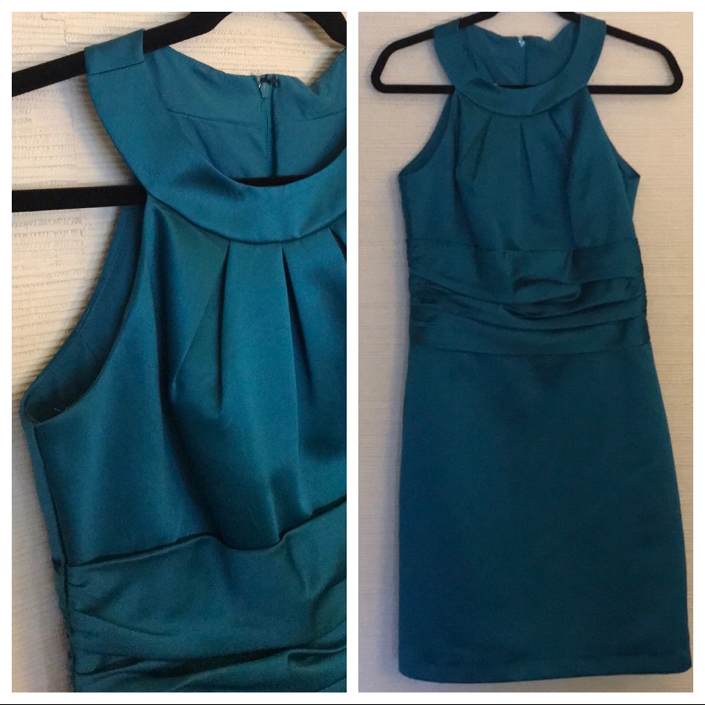 Teal David’s Bridal Short Dress Size 8